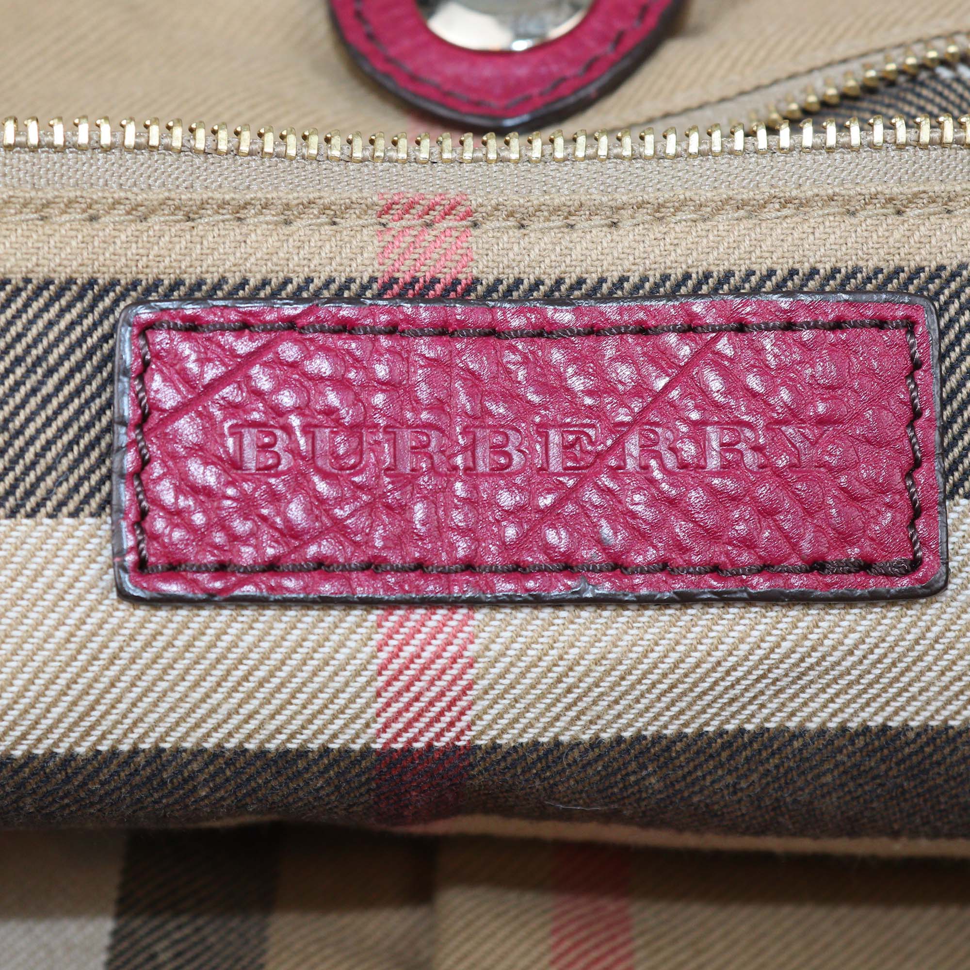Burberry Red Leather Big Crush Drawstring Tote