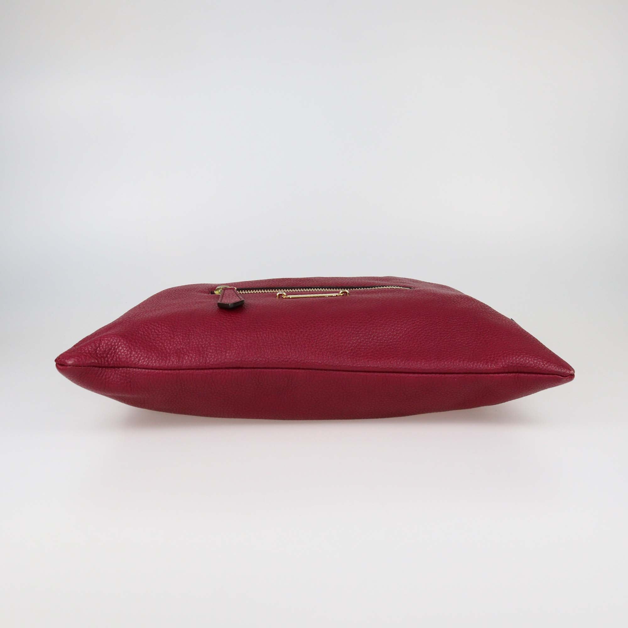 Burberry Red Leather Big Crush Drawstring Tote