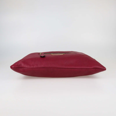 Burberry Red Leather Big Crush Drawstring Tote