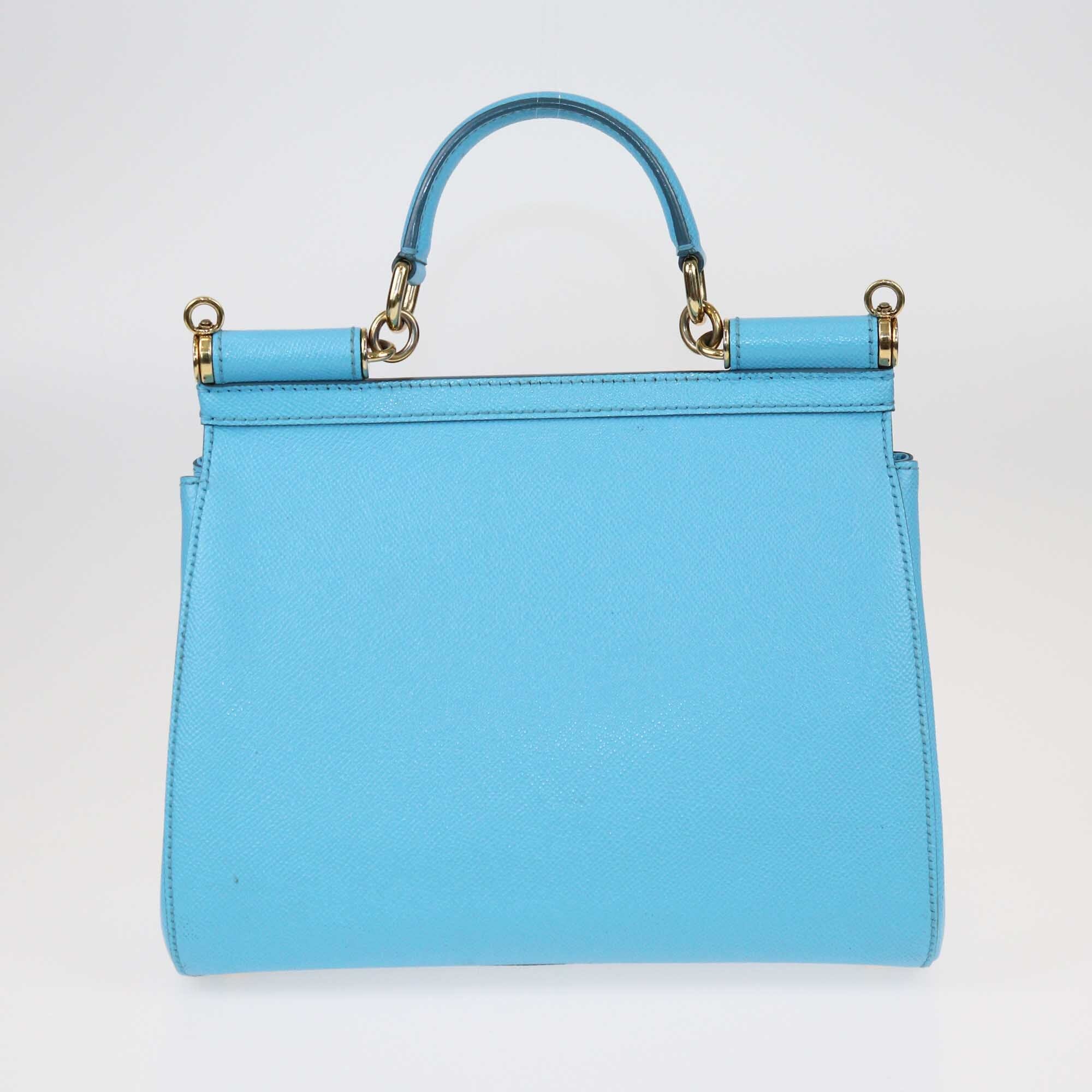 Dolce & Gabbana Light Blue Medium Miss Sicily Top Handle Bag Bags Dolce & Gabbana 