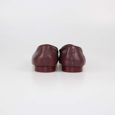 Chanel Burgundy Leather CC Pearl Loafers