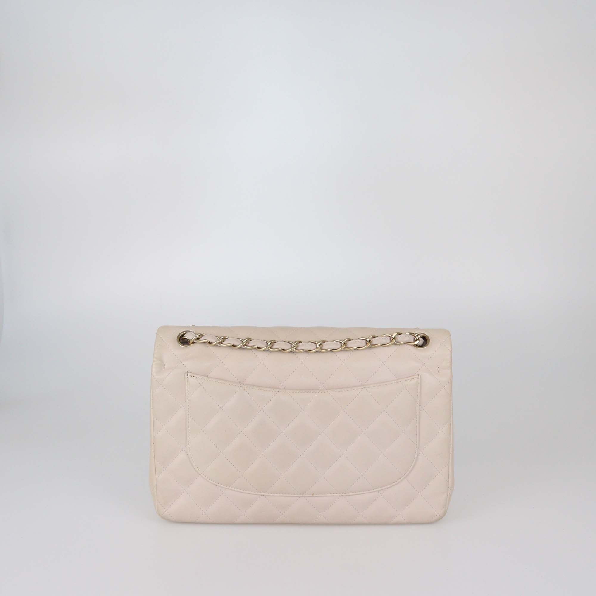 Chanel Light Beige Quilted Leather Jumbo Classic Double Flap Bag