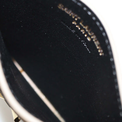 Saint Laurent Beige Matelasse Leather Cassandre Card Holder