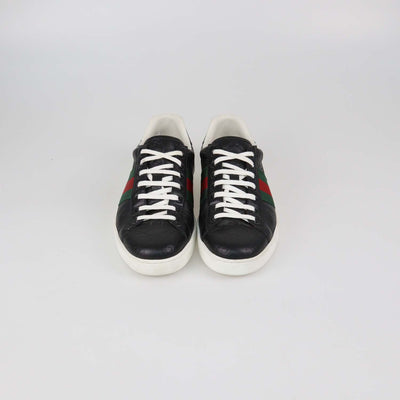 Gucci Black Guccissima Leather Classic Ace Low Top Sneakers