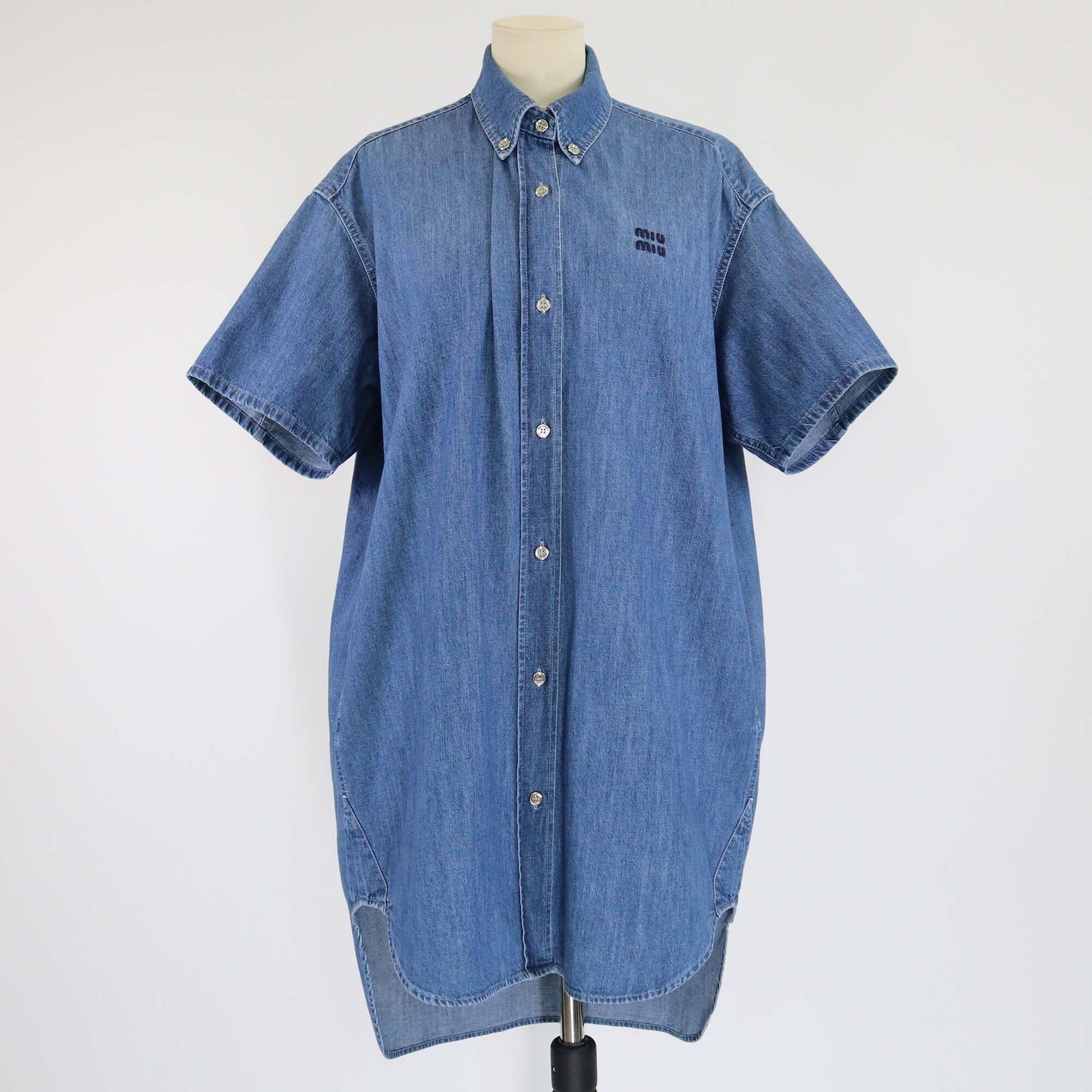 Miu Miu Sapphire Blue Denim Chambray Dress Womens Miu Miu 