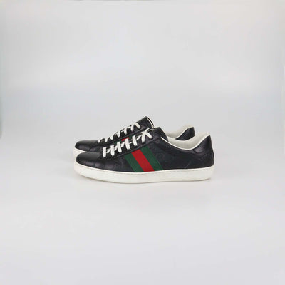 Gucci Black Guccissima Leather Classic Ace Low Top Sneakers