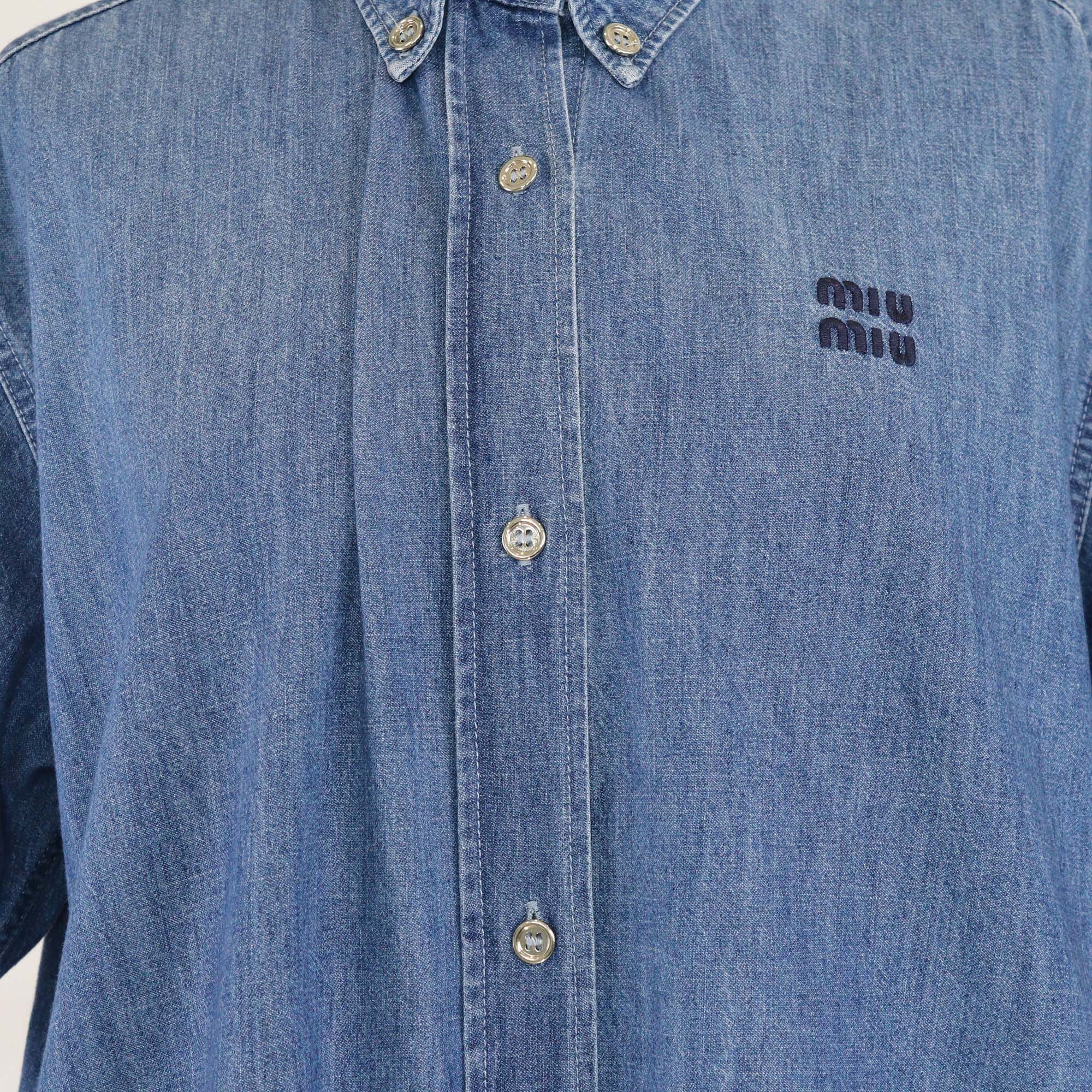 Miu Miu Sapphire Blue Denim Chambray Dress Womens Miu Miu 