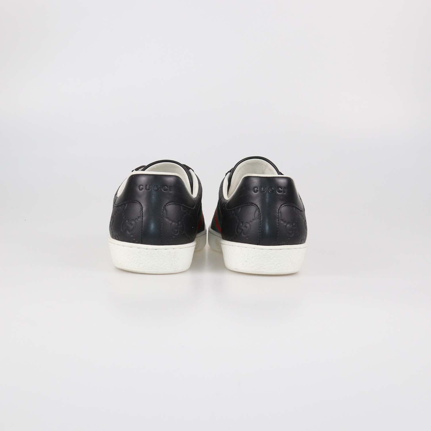 Gucci Black Guccissima Leather Classic Ace Low Top Sneakers