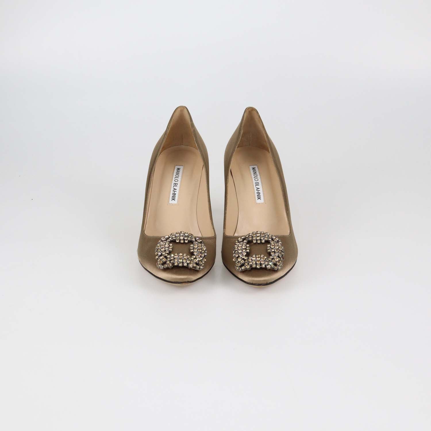 Manolo Blahnik Champagne Satin Hangisi Pumps