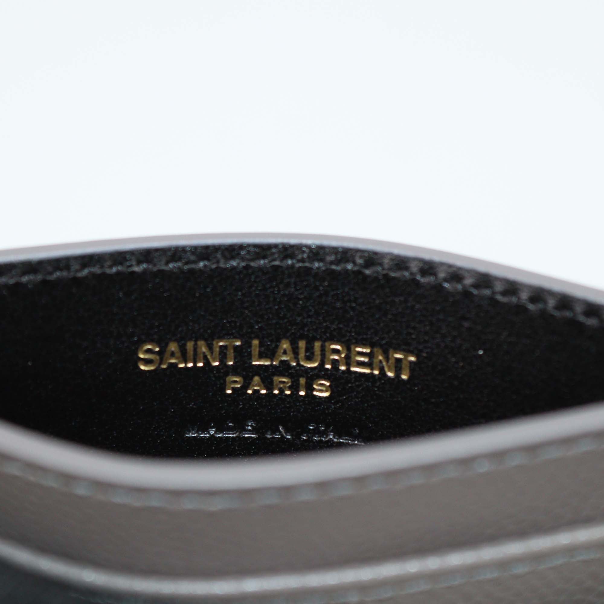 Saint Laurent Grey Matelasse Leather Cassandre Card Holder