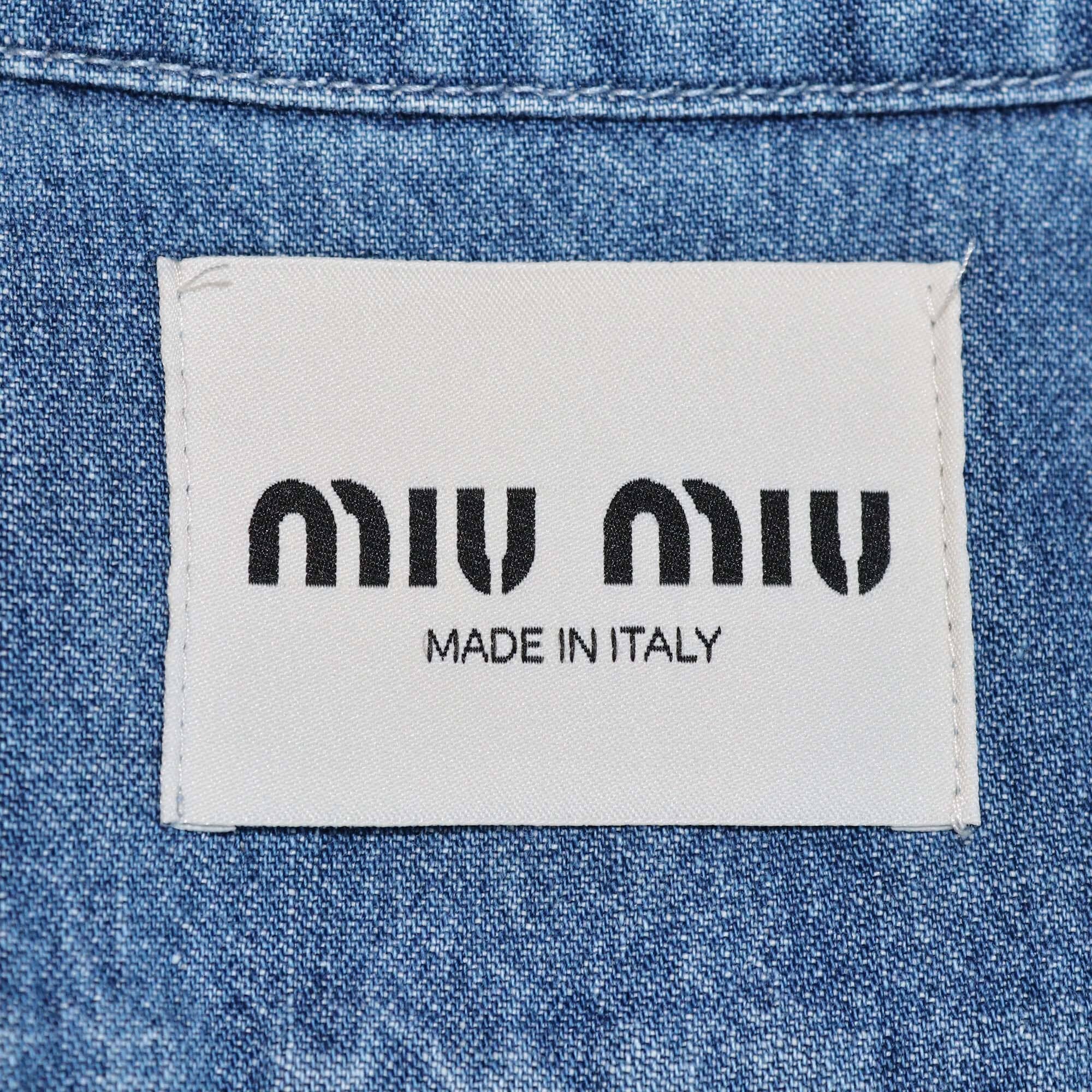 Miu Miu Sapphire Blue Denim Chambray Dress Womens Miu Miu 