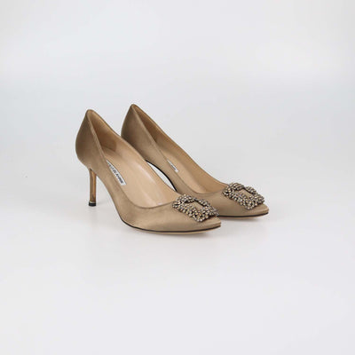 Manolo Blahnik Champagne Satin Hangisi Pumps