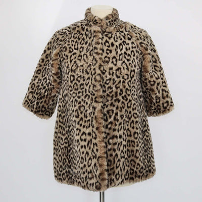 Christian Dior Kids Beige Leopard Print Faux Fur Coat