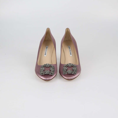 Manolo Blahnik Light Purple Satin Hangisi Pumps