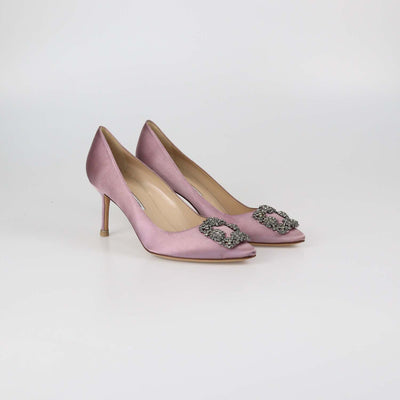 Manolo Blahnik Light Purple Satin Hangisi Pumps