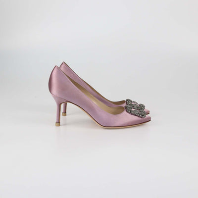 Manolo Blahnik Light Purple Satin Hangisi Pumps