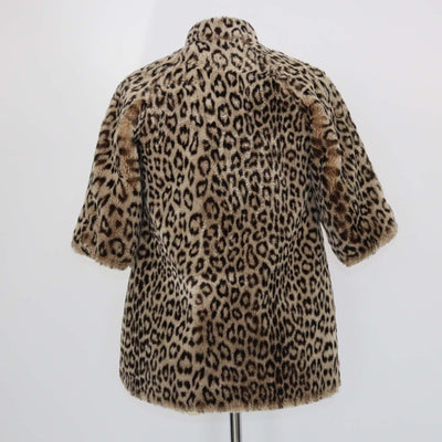 Christian Dior Kids Beige Leopard Print Faux Fur Coat