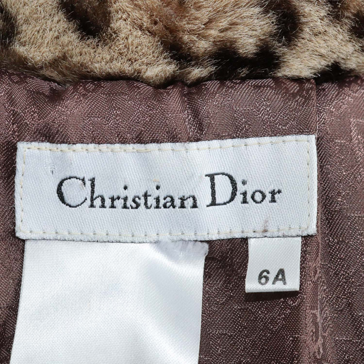 Christian Dior Kids Beige Leopard Print Faux Fur Coat