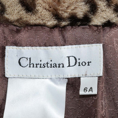 Christian Dior Kids Beige Leopard Print Faux Fur Coat