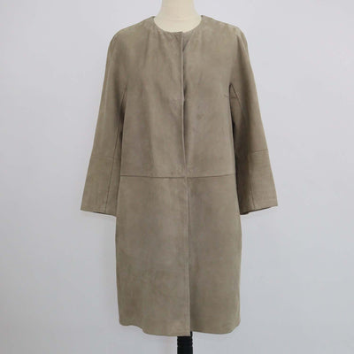 S'Max Mara Beige Suede Long Jacket