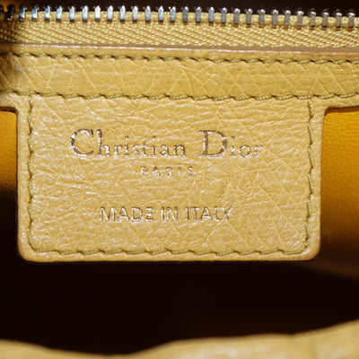 Christian Dior Yellow Ostrich Leather Large Lady Dior Tote