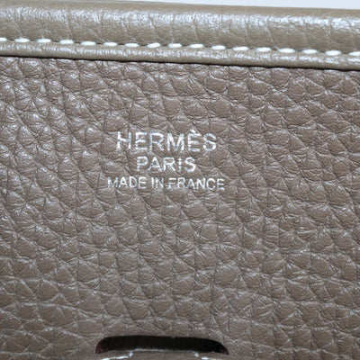 Hermes Etoupe Clemence Leather Evelyne III PM Bag