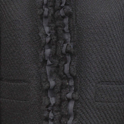 Prada Black Tweed Ruffled Trim Crop Jacket