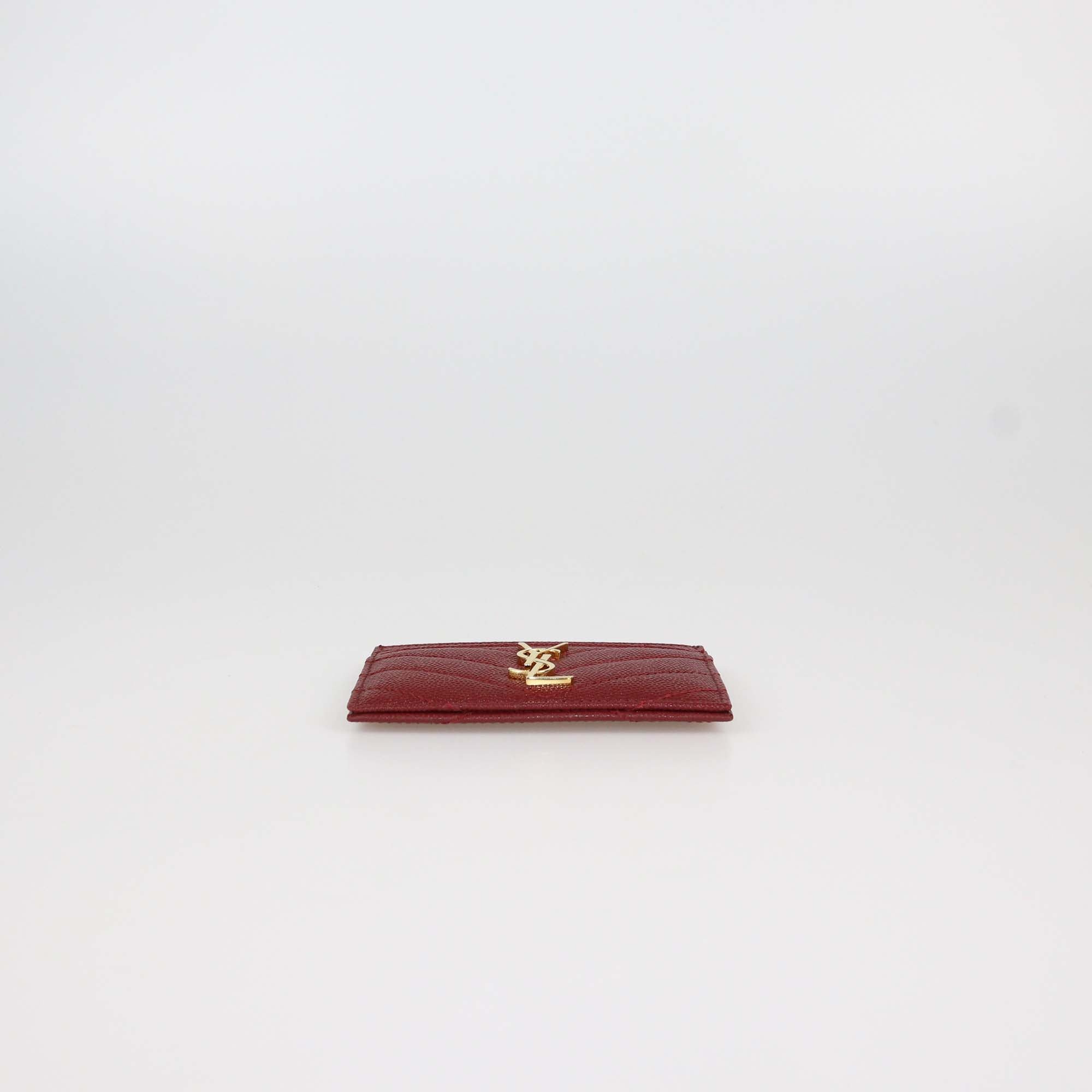 Saint Laurent Red Matelasse Leather Cassandre Card Holder