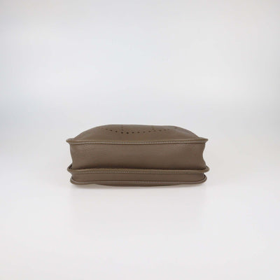 Hermes Etoupe Clemence Leather Evelyne III PM Bag