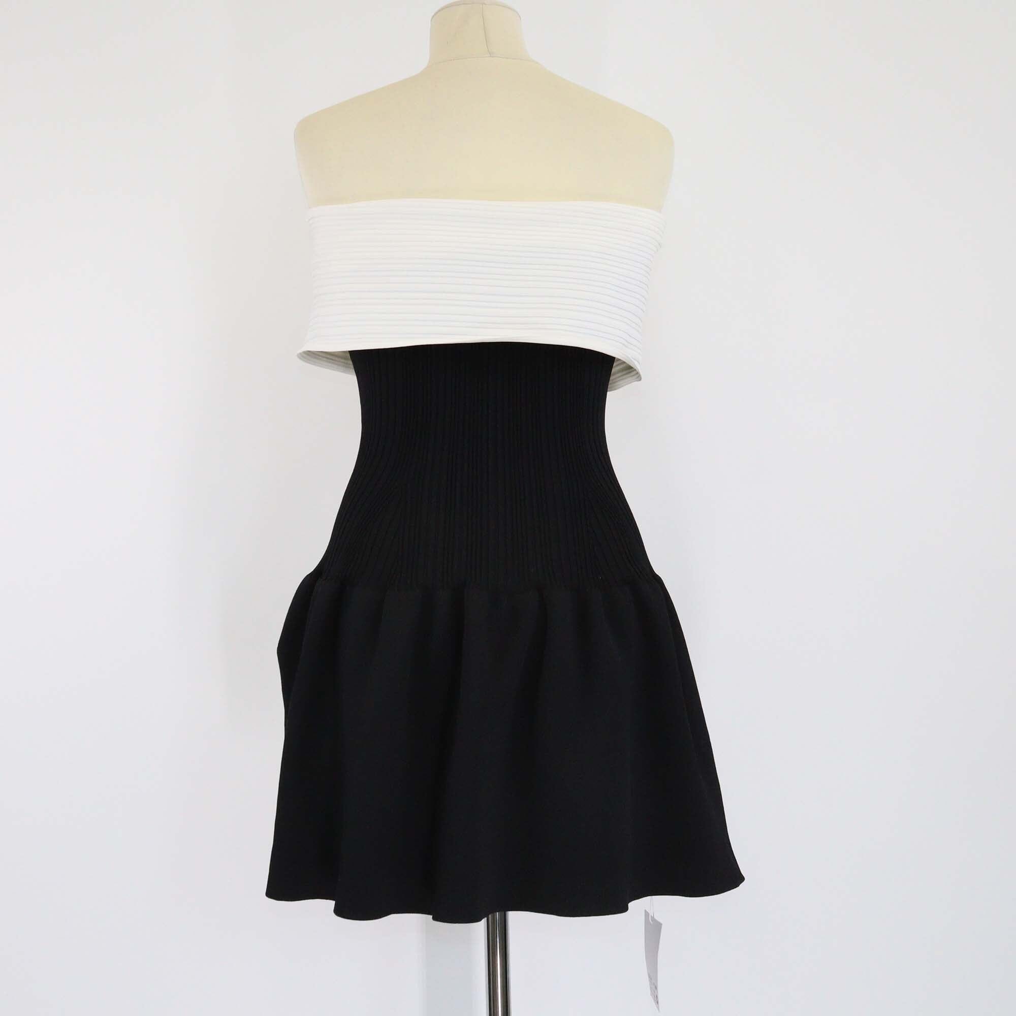 Self-Portrait Black/White Off Shoulder Knit Bow Mini Dress Womens Self-Portrait 