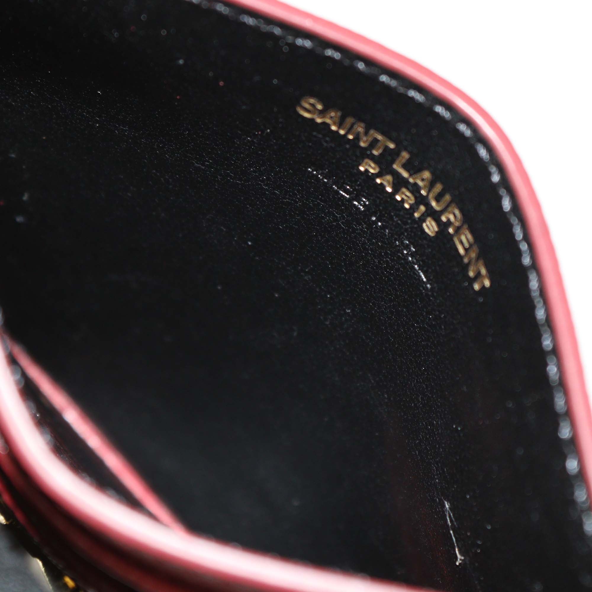 Saint Laurent Red Matelasse Leather Cassandre Card Holder