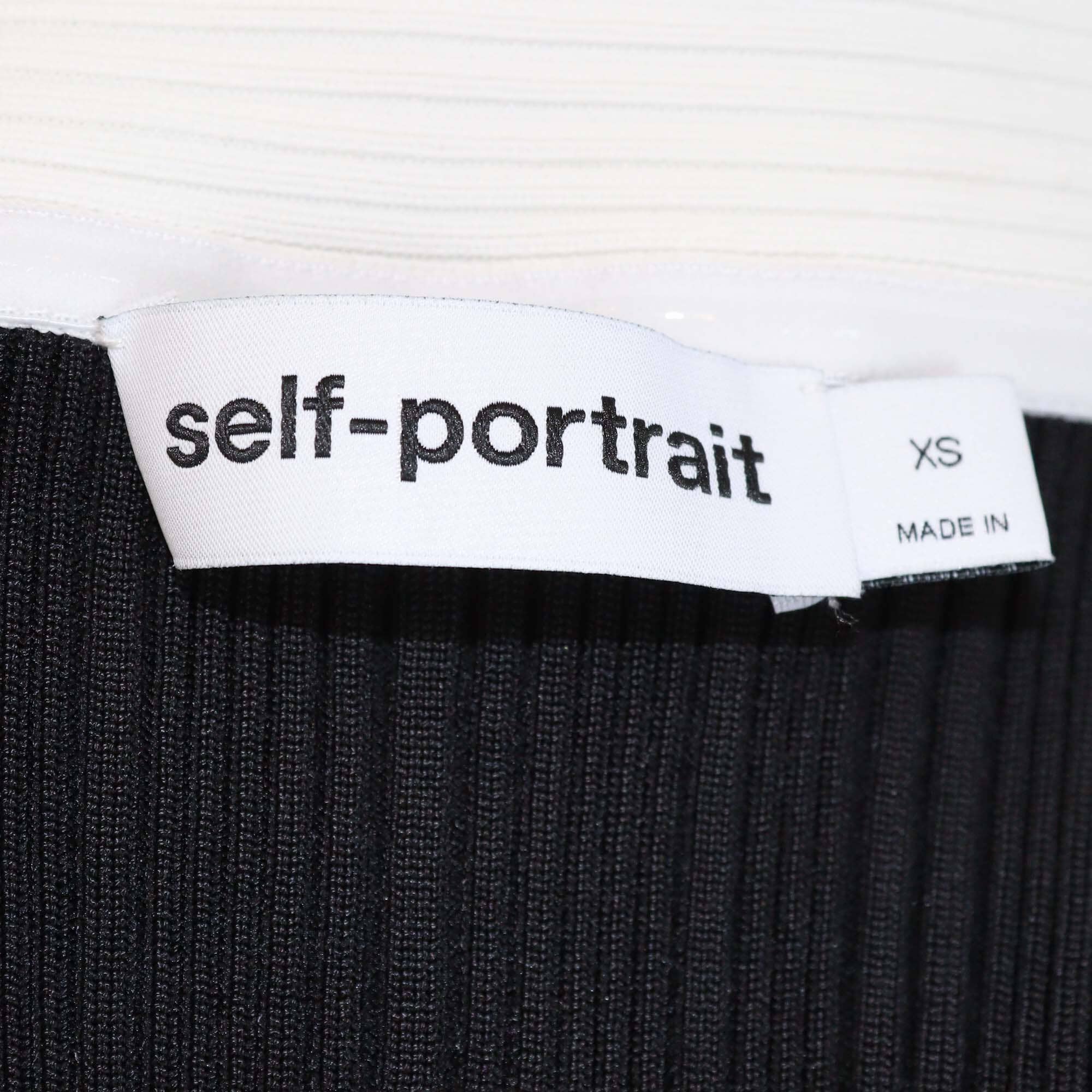 Self-Portrait Black/White Off Shoulder Knit Bow Mini Dress Womens Self-Portrait 