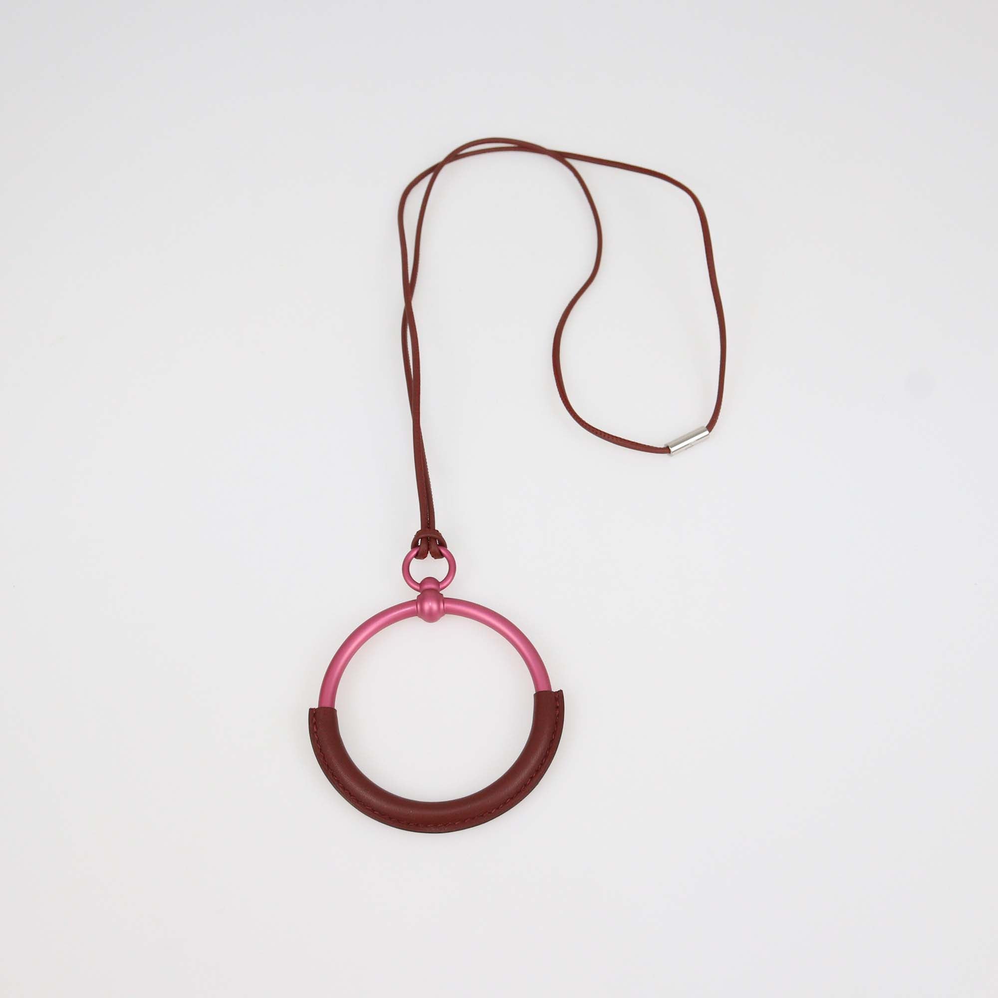 Hermes Rouge H Swift Leather Loop Pendant