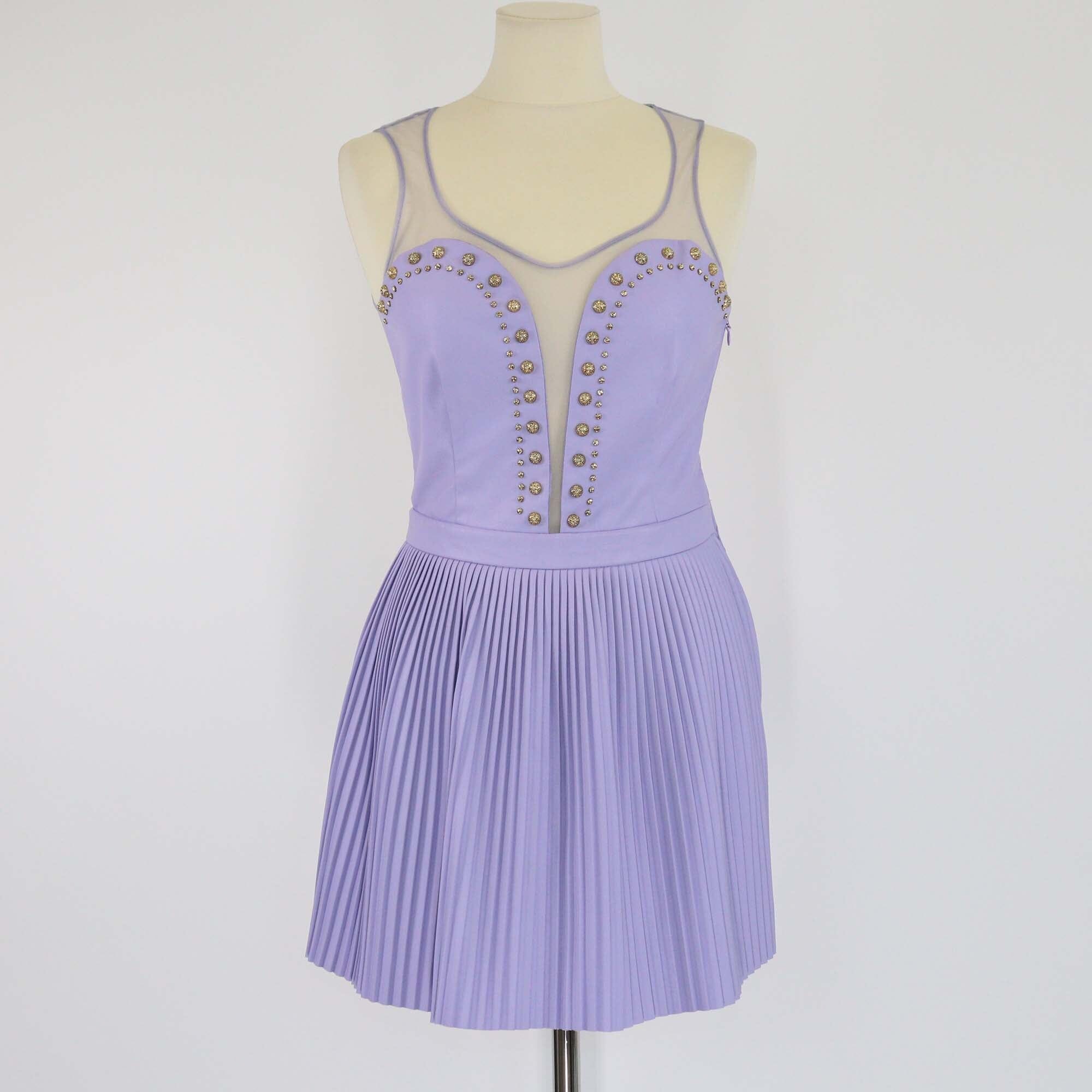 Elisabetta Franchi Lavender Sleeveless Studded Mini Dress Womens Elisabetta Franchi 