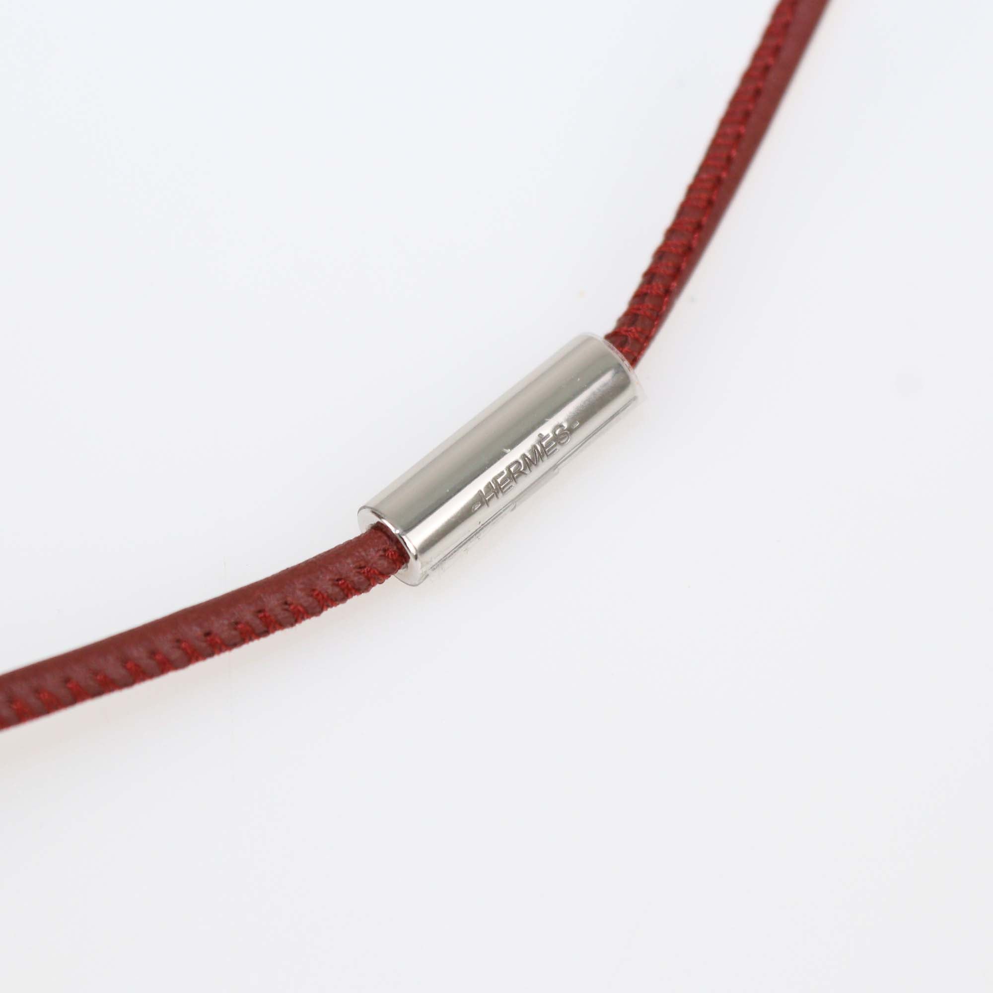 Hermes Rouge H Swift Leather Loop Pendant