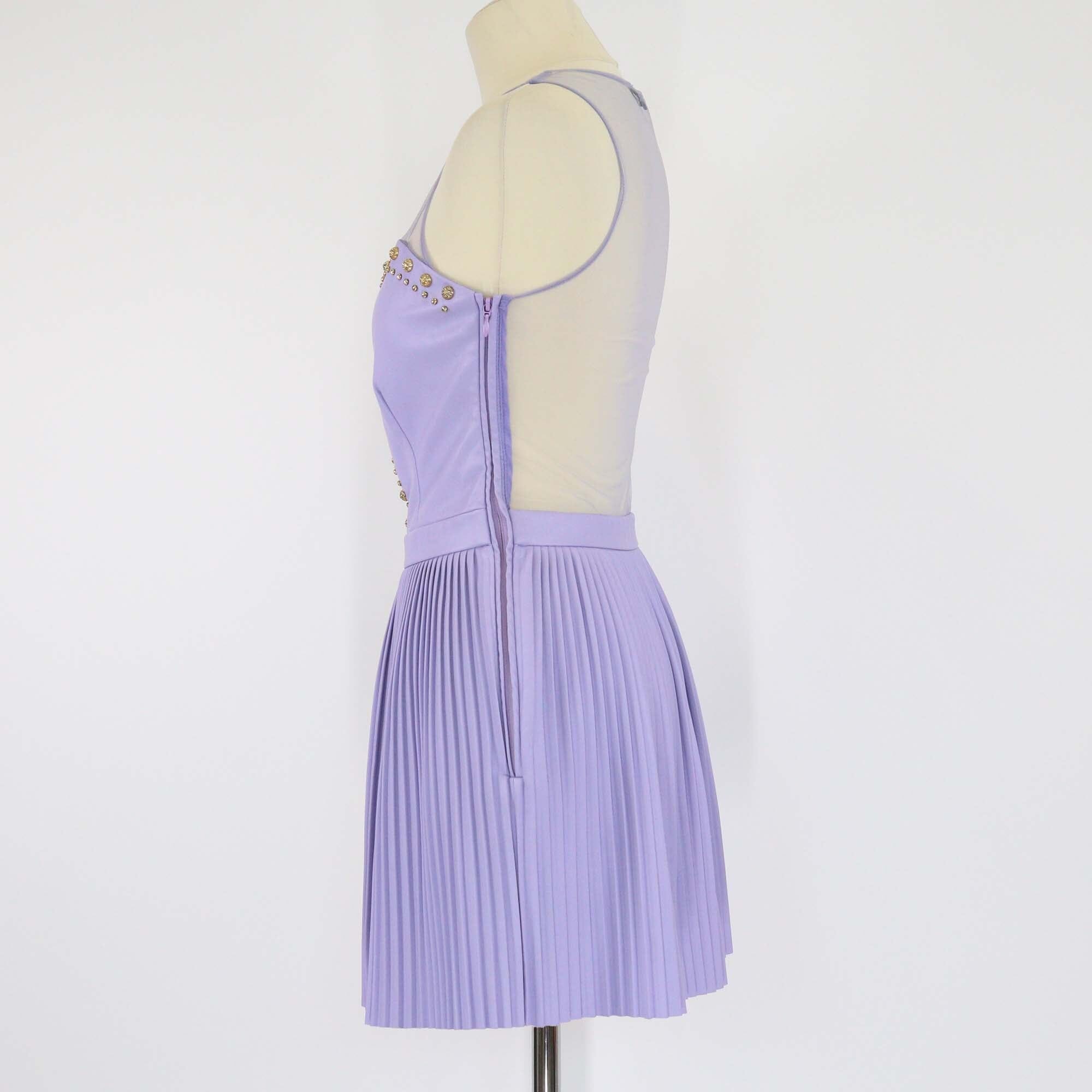 Elisabetta Franchi Lavender Sleeveless Studded Mini Dress Womens Elisabetta Franchi 