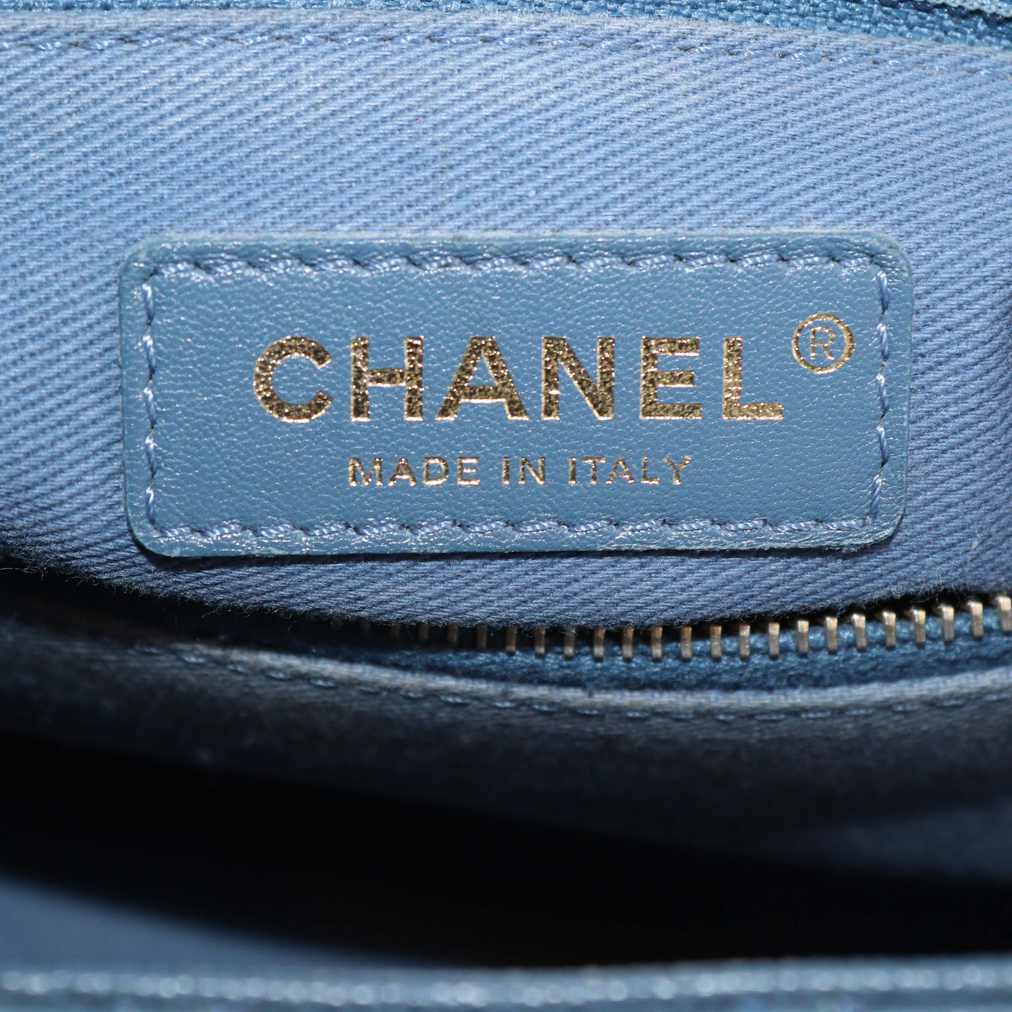Chanel Blue Quilted Caviar Leather Large Coco Flap Top Handle Bag