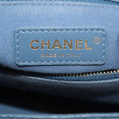 Chanel Blue Quilted Caviar Leather Large Coco Flap Top Handle Bag