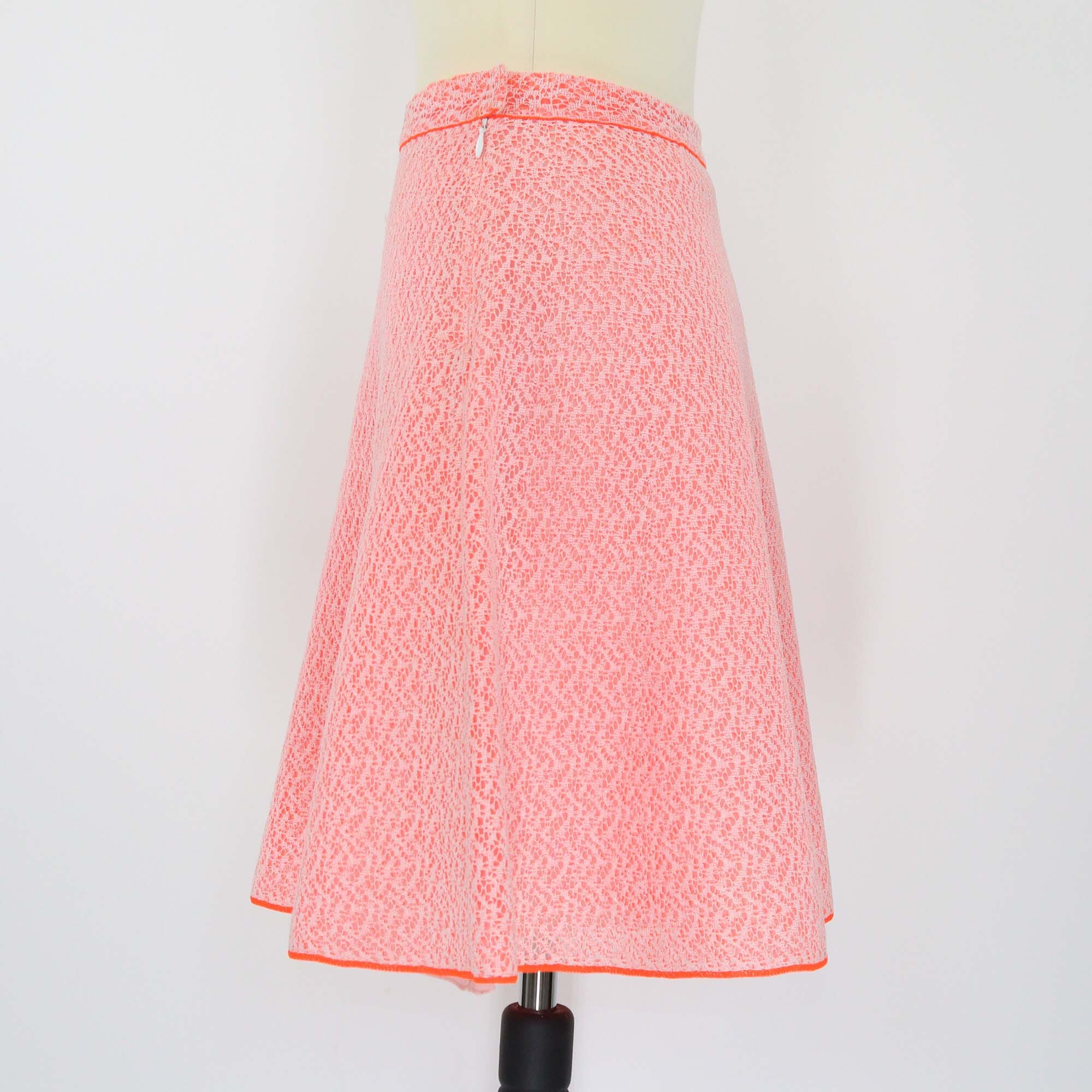 Christian Dior Neon Orange Textured Skirt Womens Christian Dior 