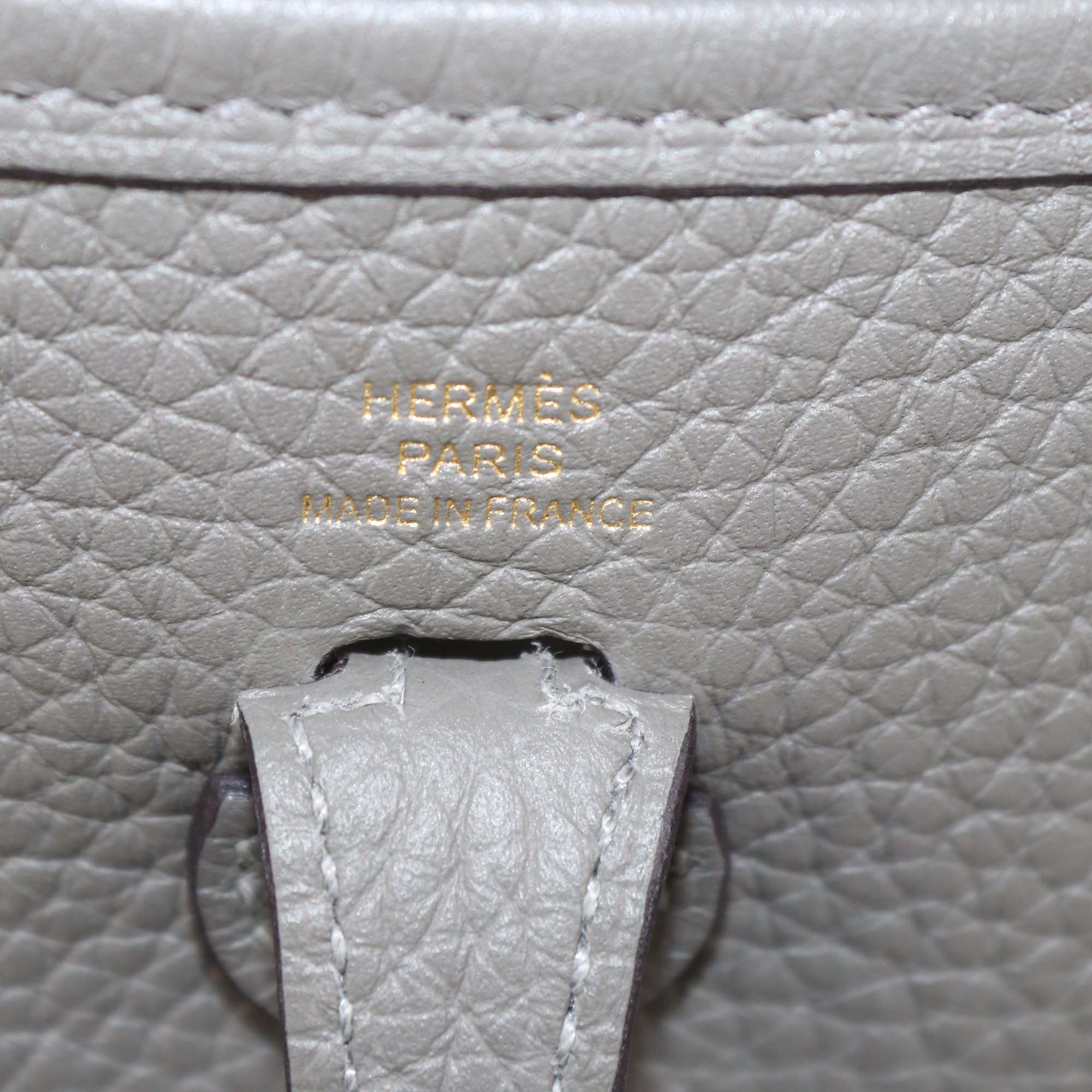 Hermes Gris Meyer Clemence Leather Evelyne TPM Bag