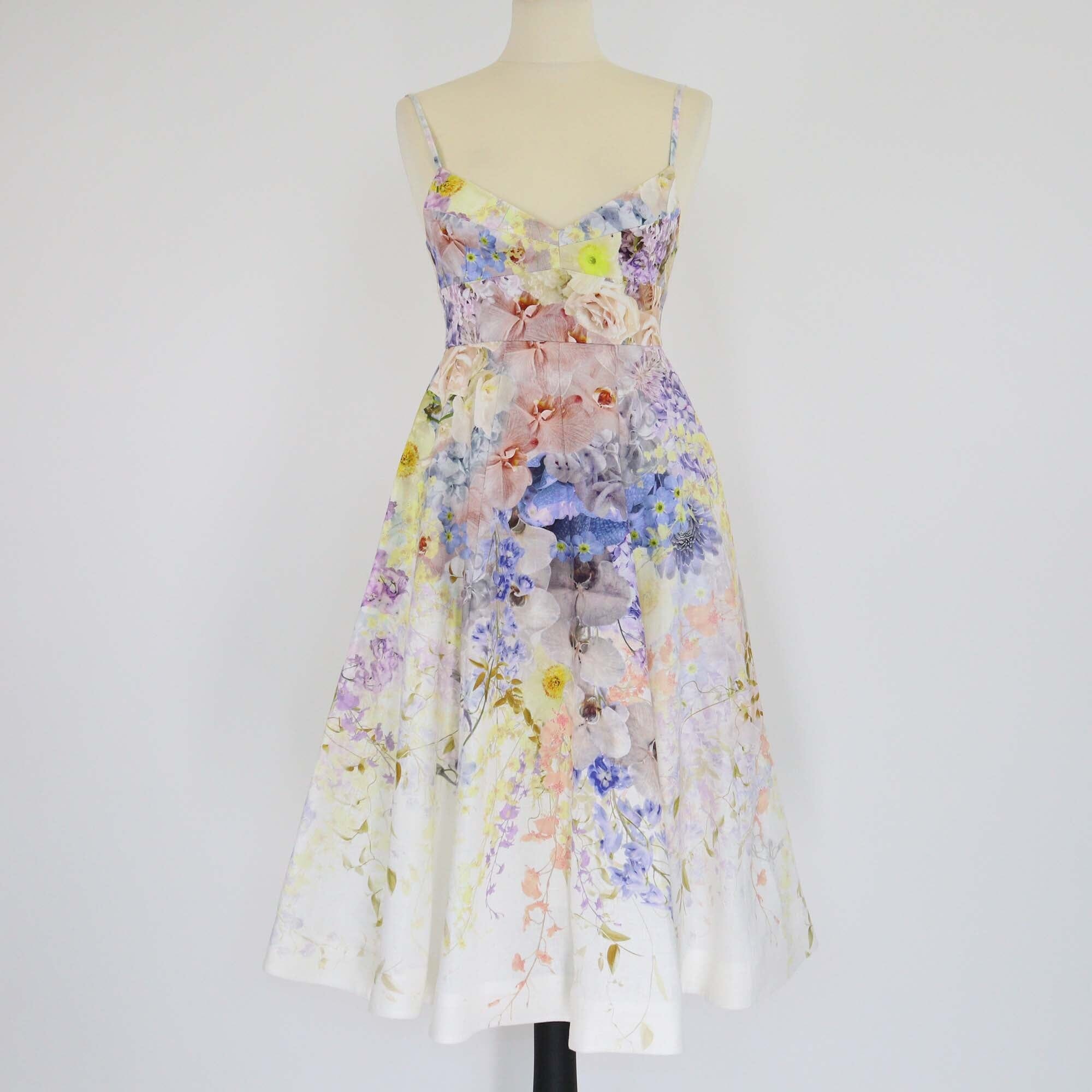 Zimmermann Multicolor Floral Print Bralette Midi Dress Womens Zimmermann 