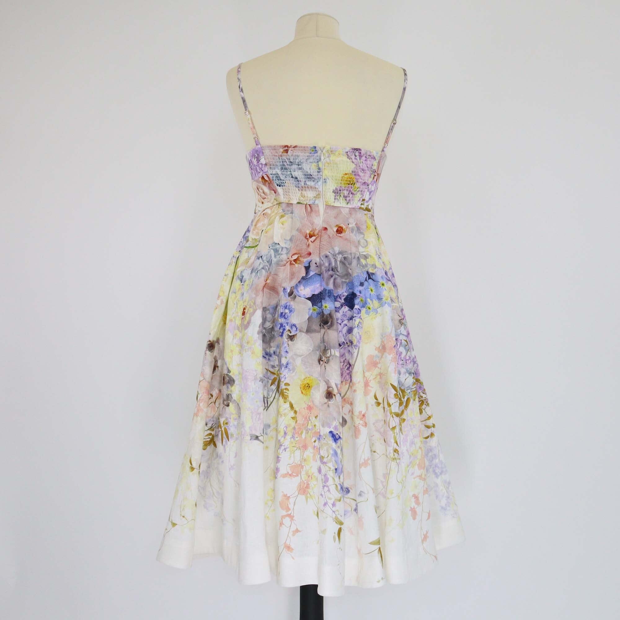 Zimmermann Multicolor Floral Print Bralette Midi Dress Womens Zimmermann 
