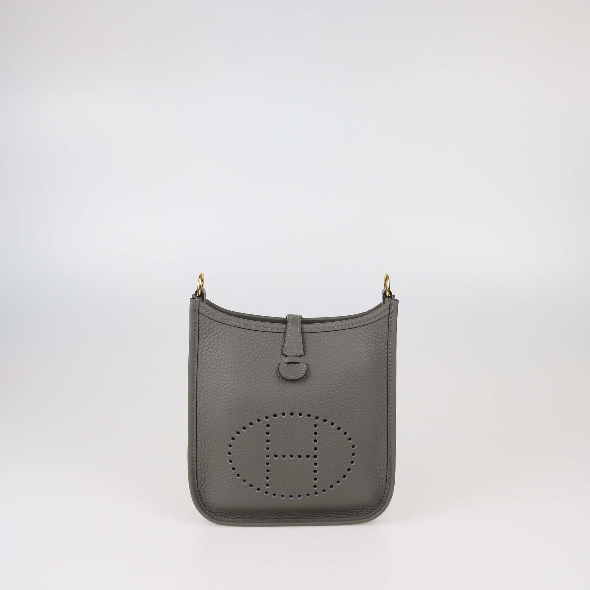 Hermes Etoupe Clemence Leather Evelyne TPM Bag