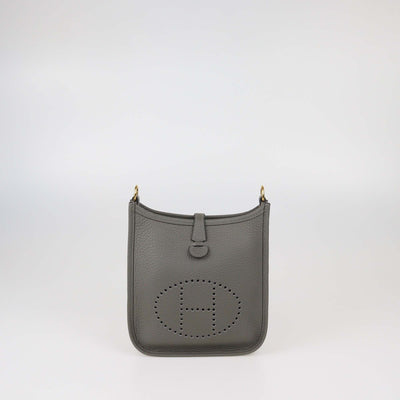 Hermes Gris Meyer Clemence Leather Evelyne TPM Bag