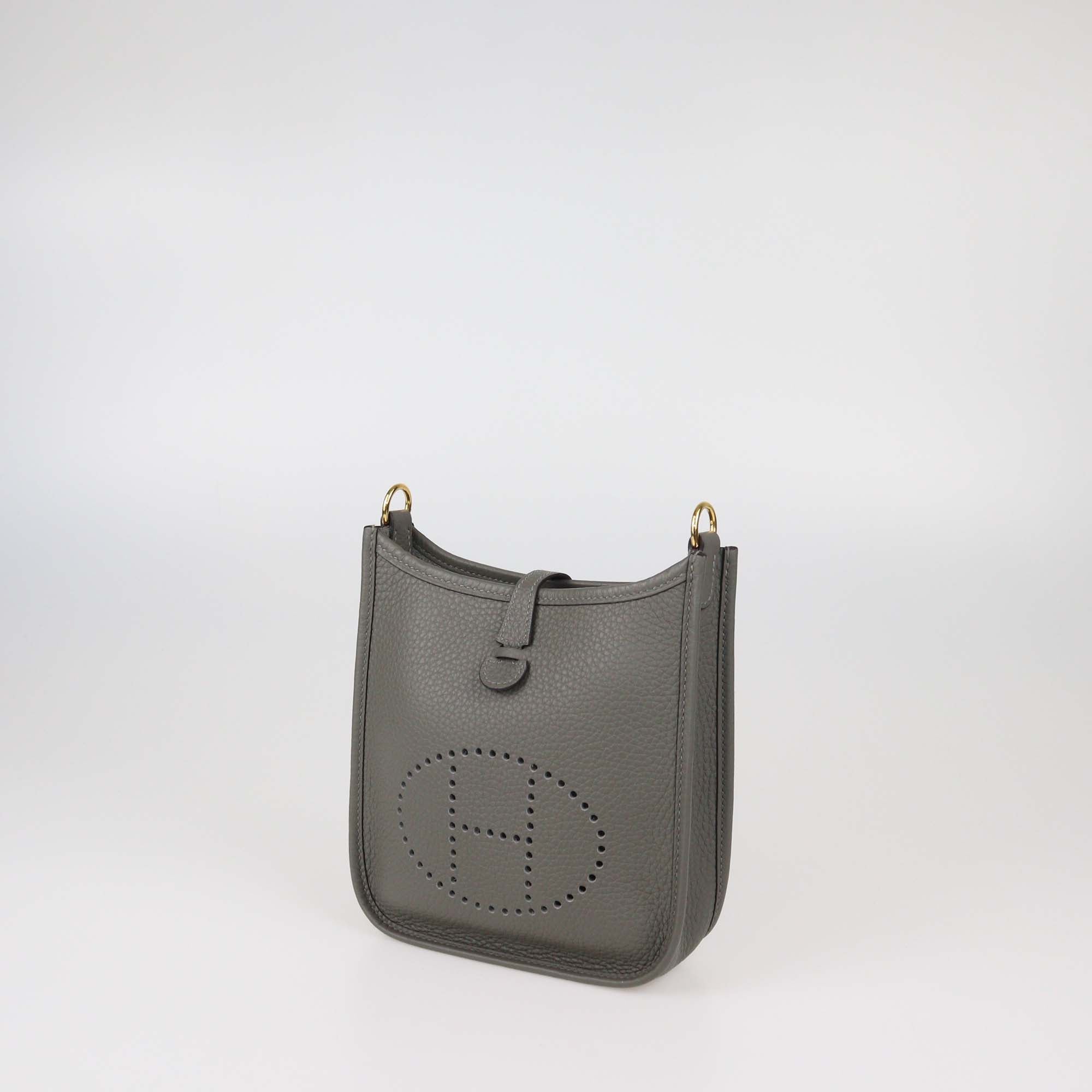 Hermes Gris Meyer Clemence Leather Evelyne TPM Bag