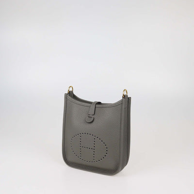 Hermes Gris Meyer Clemence Leather Evelyne TPM Bag