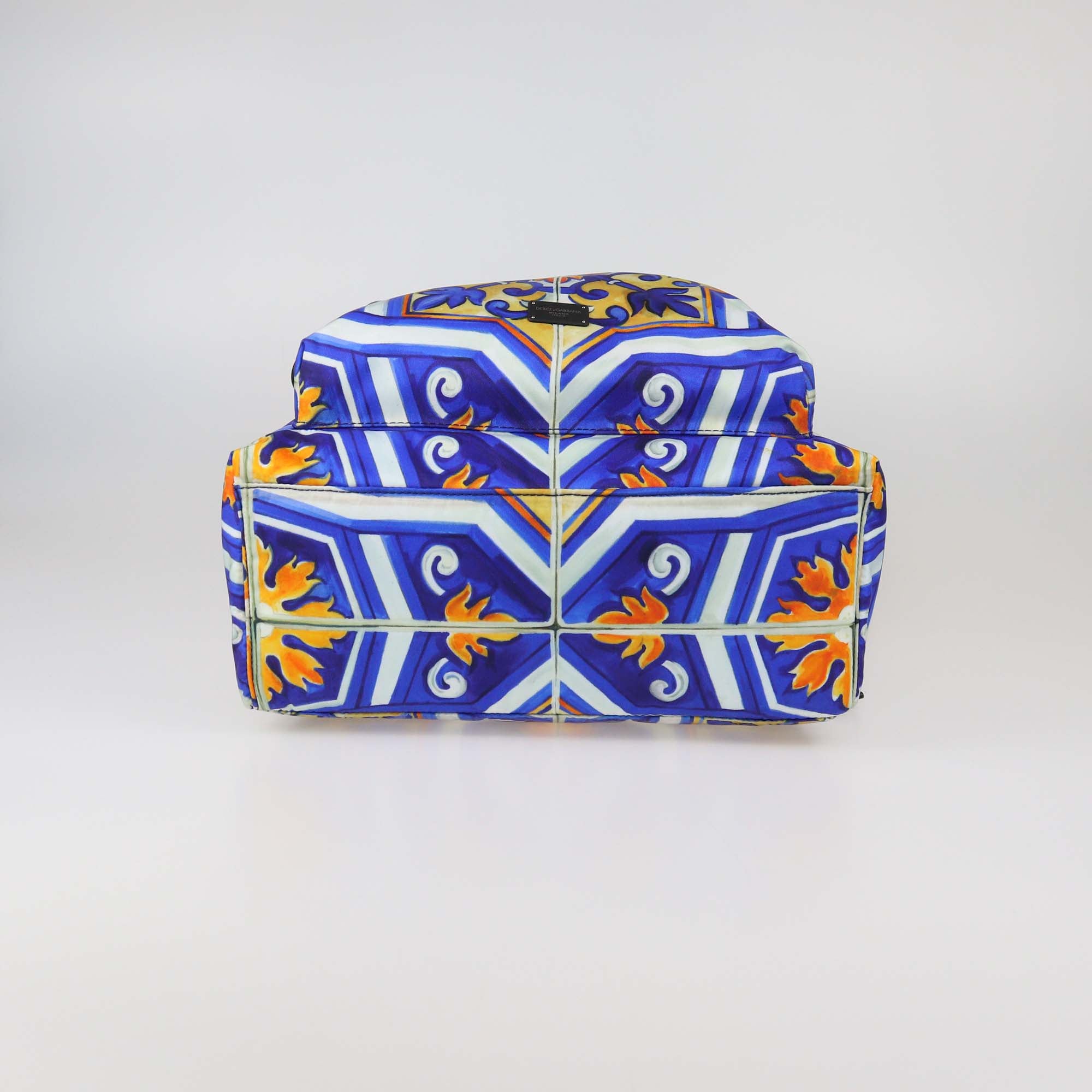 Dolce & Gabbana Maioliche Blue Printed Nylon Backpack