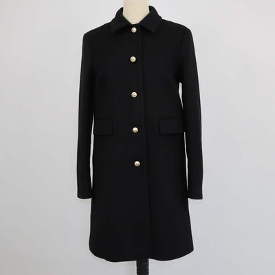 Gucci Black Wool Faux Pearl GG Button Coat