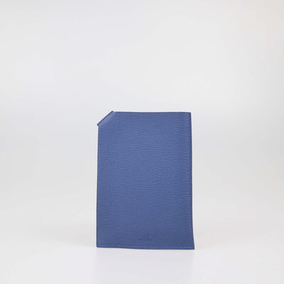 Hermes Bleu Chevre Mysore Leather Tarmac Passport Holder