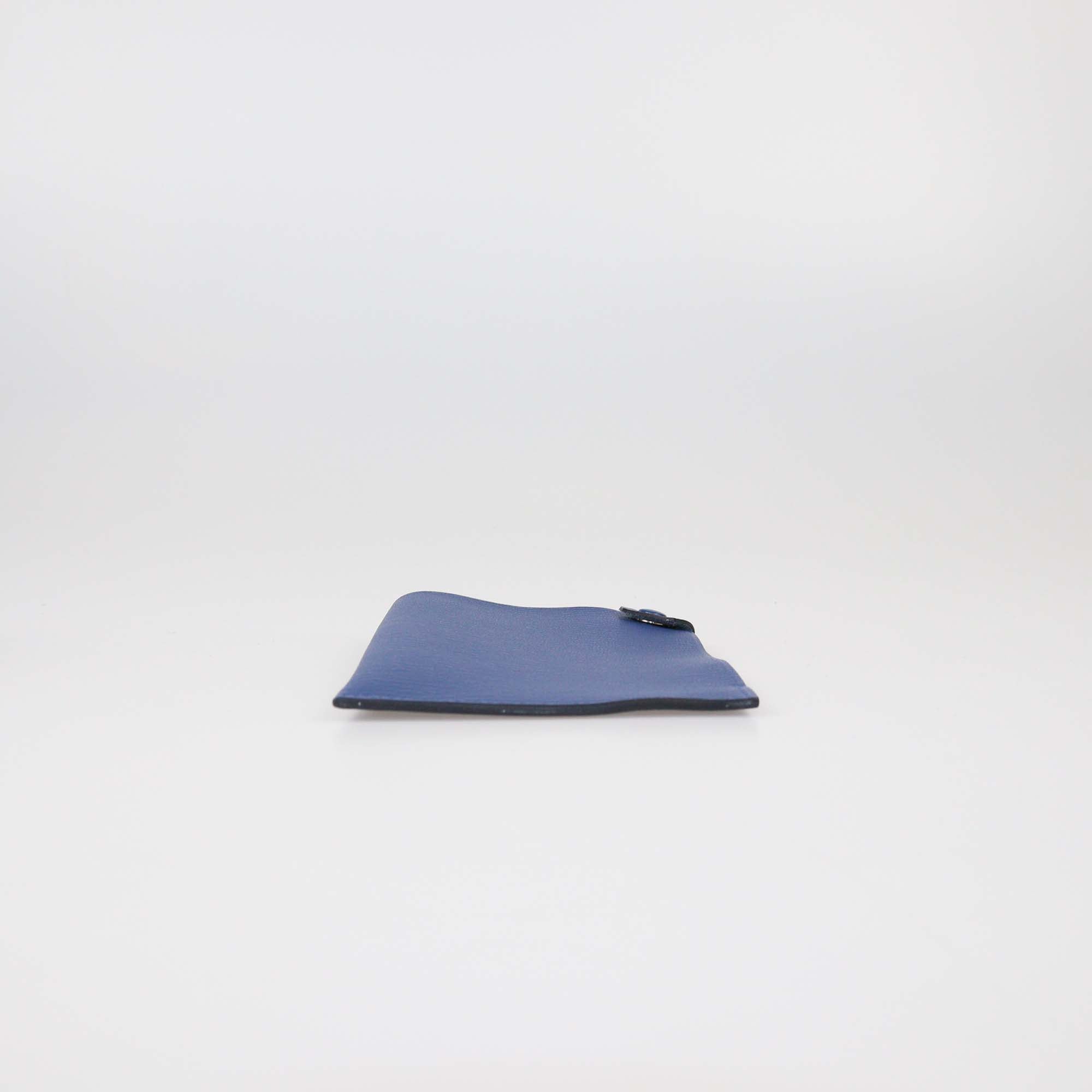 Hermes Bleu Chevre Mysore Leather Tarmac Passport Holder